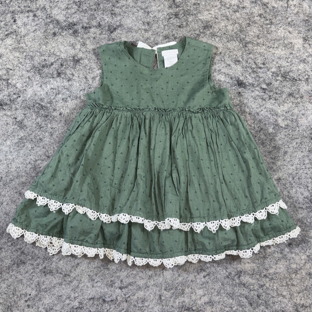 Tahari Blouse Toddler Girls Size 5T 4/5Y Green Lace Detail 100%‎ Cotton